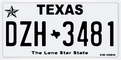 TX license plate DZH3481