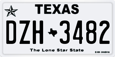 TX license plate DZH3482