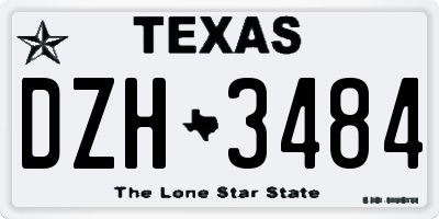TX license plate DZH3484