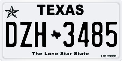 TX license plate DZH3485