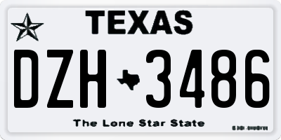 TX license plate DZH3486