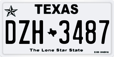 TX license plate DZH3487