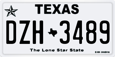 TX license plate DZH3489