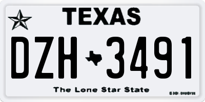 TX license plate DZH3491