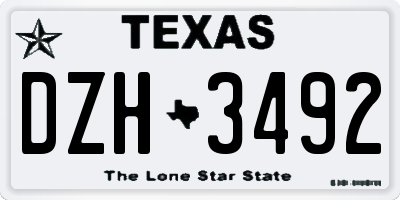 TX license plate DZH3492
