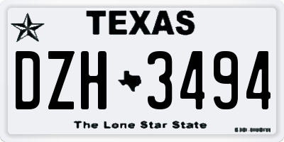 TX license plate DZH3494