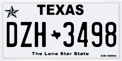 TX license plate DZH3498