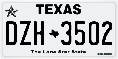 TX license plate DZH3502