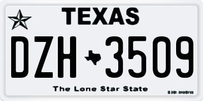TX license plate DZH3509