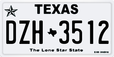 TX license plate DZH3512