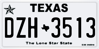 TX license plate DZH3513