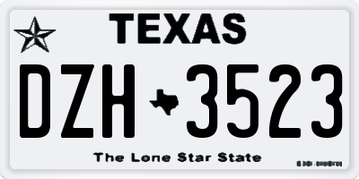TX license plate DZH3523