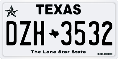 TX license plate DZH3532