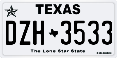 TX license plate DZH3533