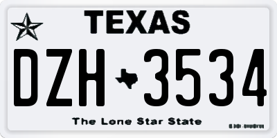 TX license plate DZH3534