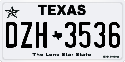 TX license plate DZH3536