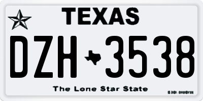 TX license plate DZH3538