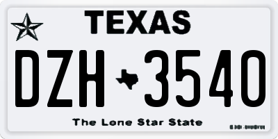 TX license plate DZH3540