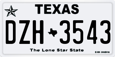 TX license plate DZH3543