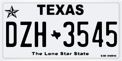 TX license plate DZH3545