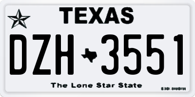 TX license plate DZH3551
