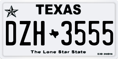 TX license plate DZH3555