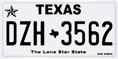 TX license plate DZH3562