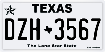 TX license plate DZH3567