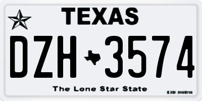 TX license plate DZH3574