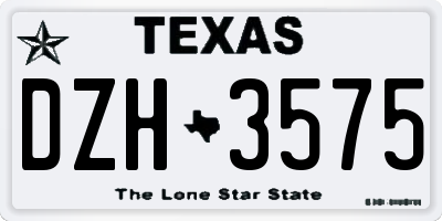 TX license plate DZH3575