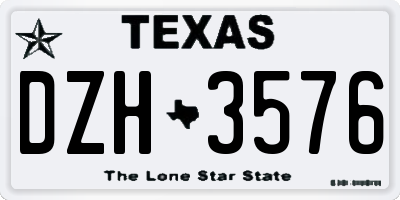 TX license plate DZH3576