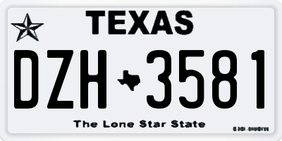 TX license plate DZH3581