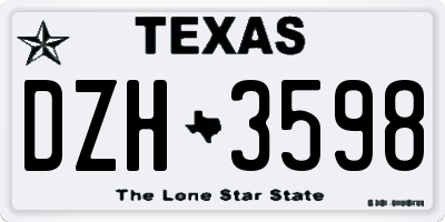 TX license plate DZH3598