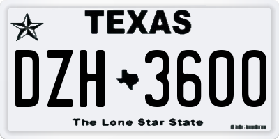 TX license plate DZH3600