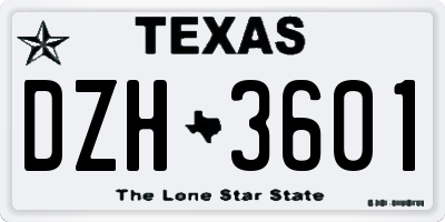 TX license plate DZH3601