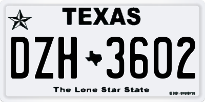 TX license plate DZH3602