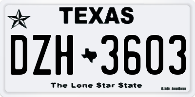 TX license plate DZH3603