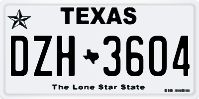 TX license plate DZH3604