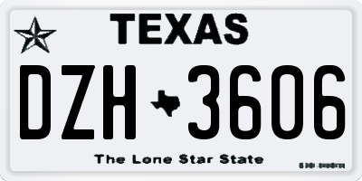 TX license plate DZH3606
