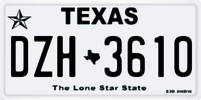 TX license plate DZH3610