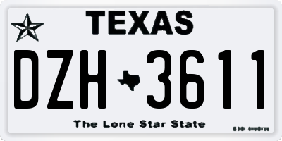 TX license plate DZH3611