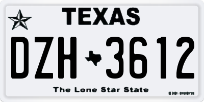 TX license plate DZH3612