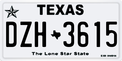 TX license plate DZH3615