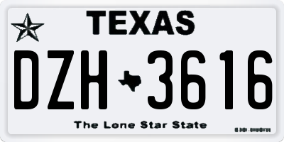 TX license plate DZH3616