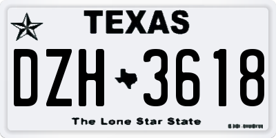 TX license plate DZH3618