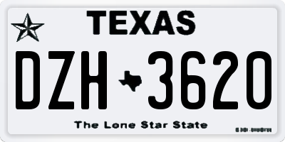 TX license plate DZH3620