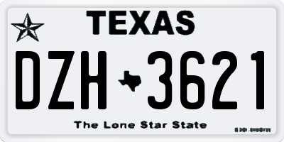 TX license plate DZH3621