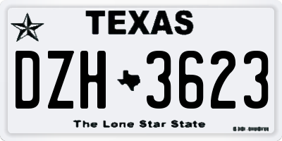 TX license plate DZH3623
