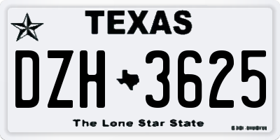 TX license plate DZH3625