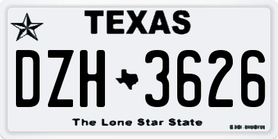 TX license plate DZH3626